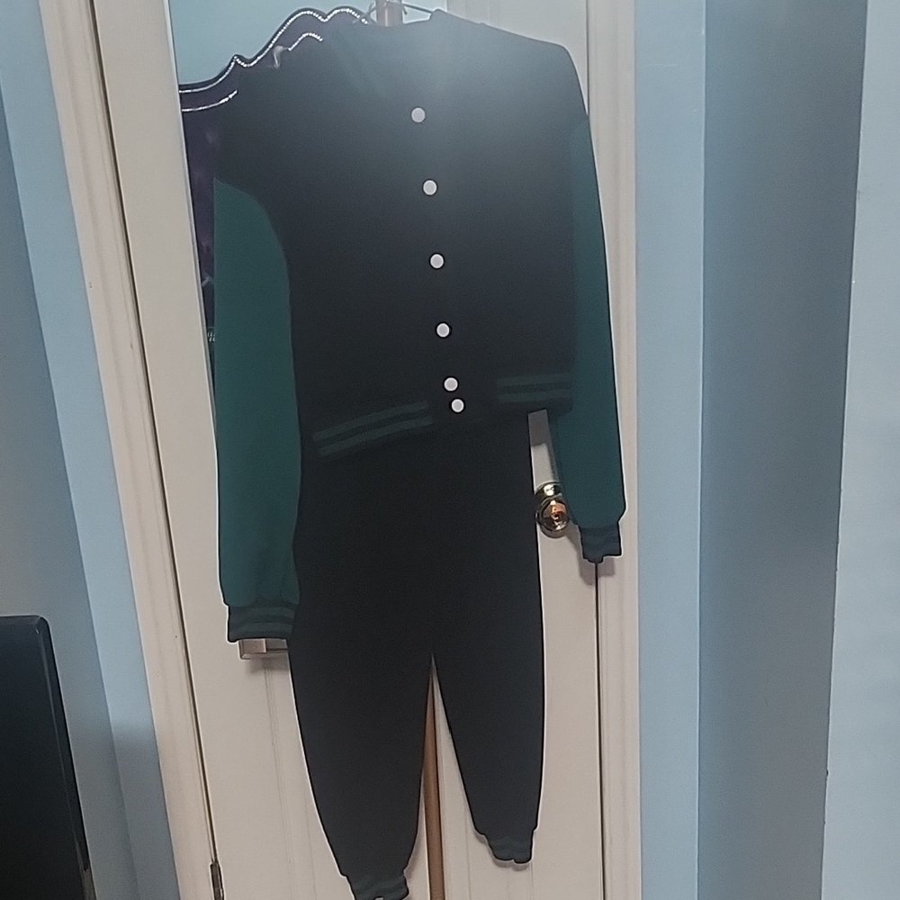 SHEIN Black and Green Straight Leg Jumpsuit